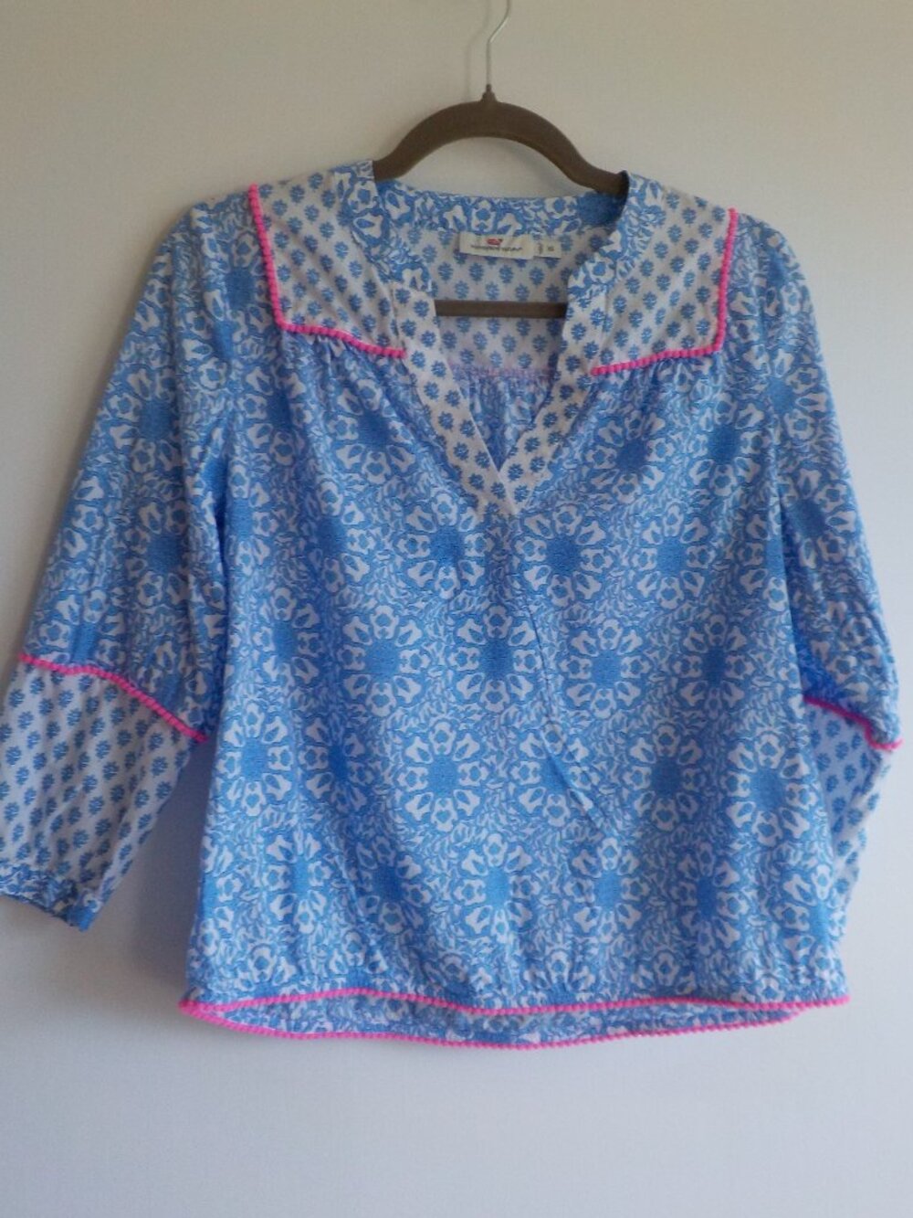 Vineyard Vines Blouse - X-Small - COTTON - Boho Blue White Pink (2x56)